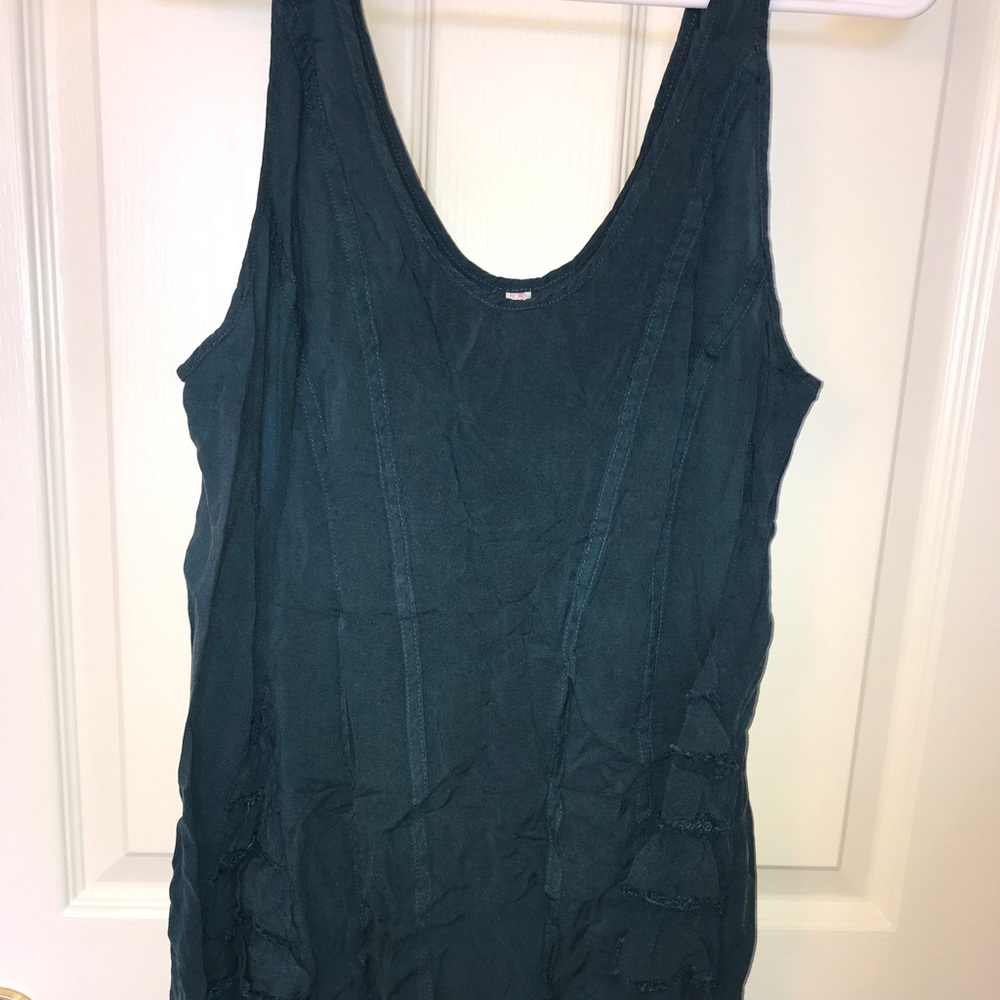 Free people teal dress with side ruffles